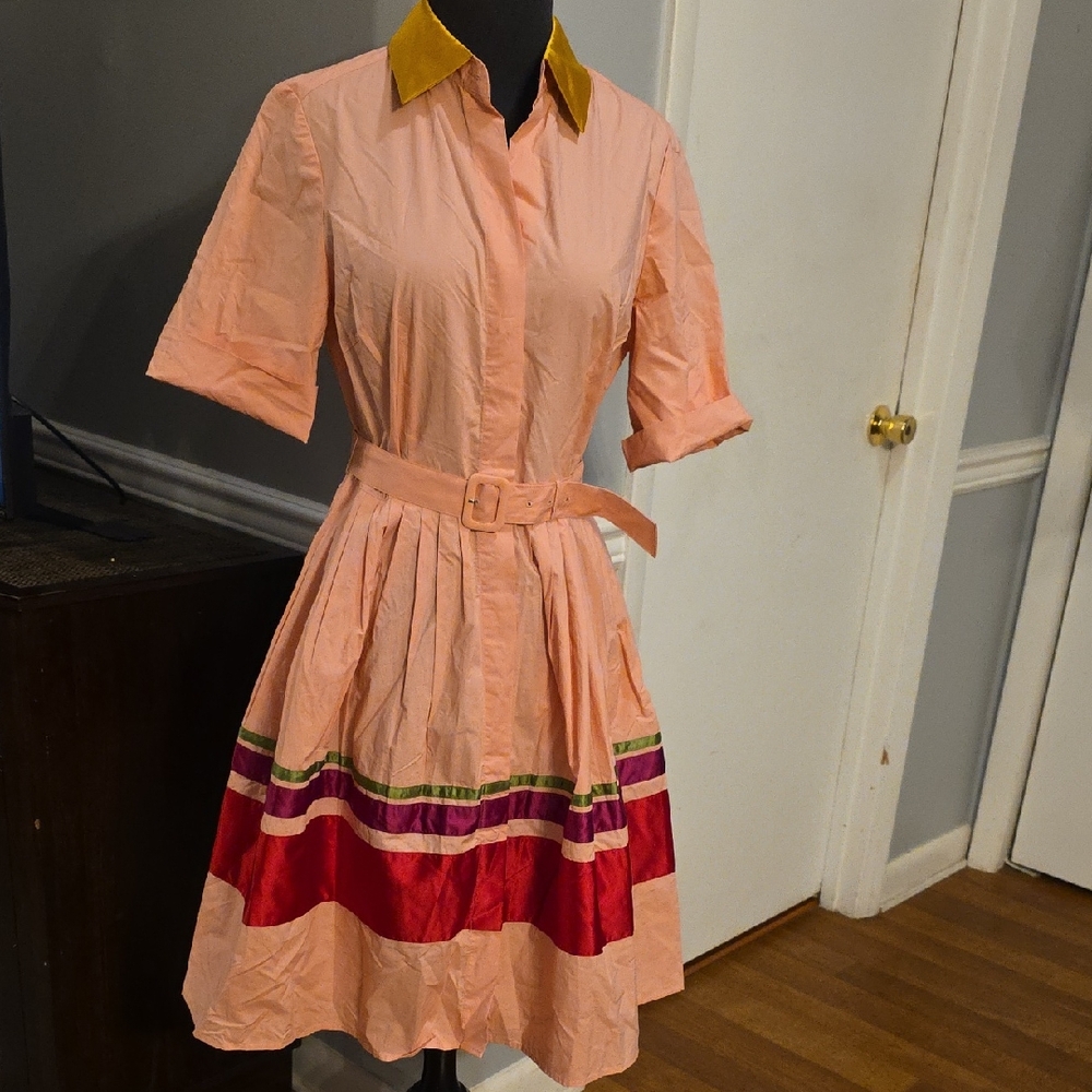 The Limited Pink Midi Sundress with Polo Collar